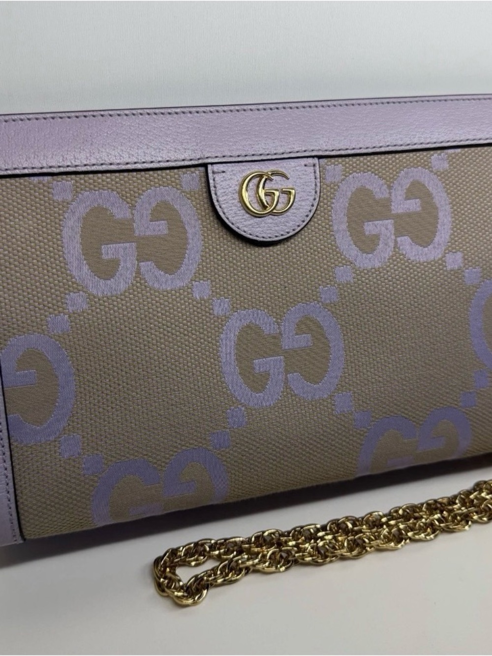Gucci Ophidia GG Jumbo Canvas Shoulder Bag - lilac